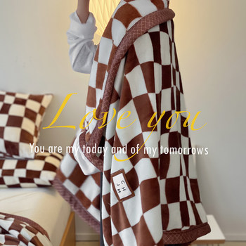 Manyuejia Internet Celebrity ins milk velvet checkerboard blanket warm nap air-conditioned blanket sofa cover blanket universal for all seasons