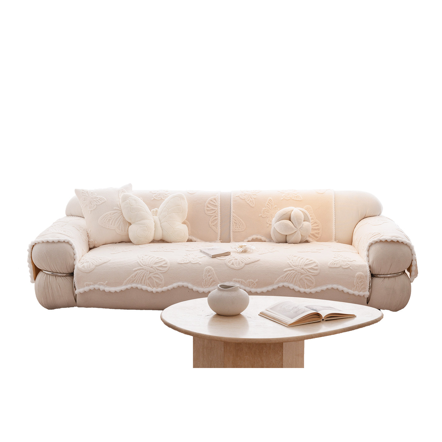 蔓越家 奶油色异形塔塔绒沙发垫客厅沙发套罩秋冬毛绒防滑坐垫套,淘宝优惠券,粉丝福利购,淘宝优惠卷