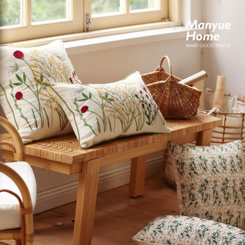 蔓越家 春日花园 全棉碎花抱枕客厅沙发靠枕床头靠垫抱枕套不含芯 - 图0