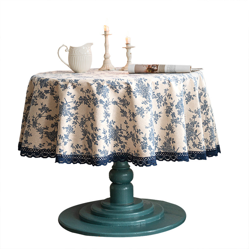 蔓越家  法式复古棉麻台布桌布家用盖巾蕾丝花边圆桌布床头柜台布,淘宝优惠券,粉丝福利购,淘宝优惠卷