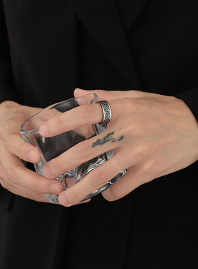 戒指男款潮牌新款百搭高级感黑色