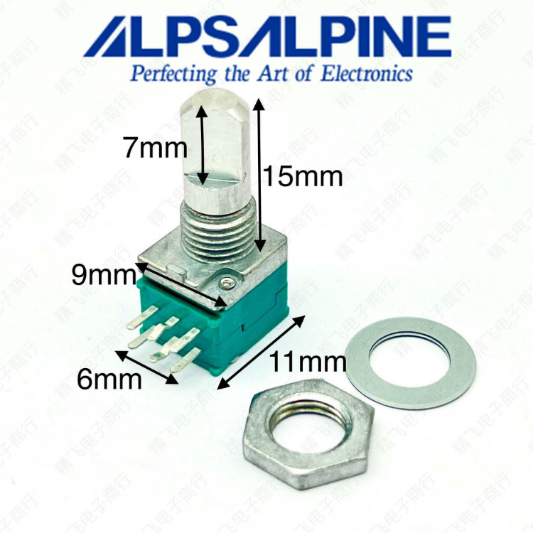 日本ALPS 发烧级音响小型RK09型精密旋转碳膜电位器 双联B50K D轴 - 图0