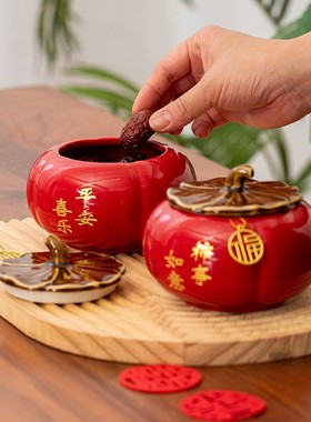 柿柿如意乔迁之喜摆件新居布置用家居装饰搬家仪式陶瓷柿子罐场景