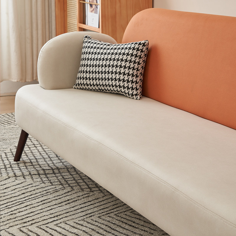 北欧小户型公寓客厅现代简约设计师轻复古拼色科技布艺双三人沙发