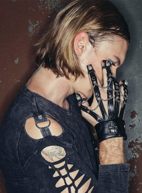 蒸汽朋克饰品皮革骷髅手链