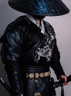 古装影视剧汉服斗笠帽古风男侠客拍照摄影道具舞蹈斗笠黑色红色帽