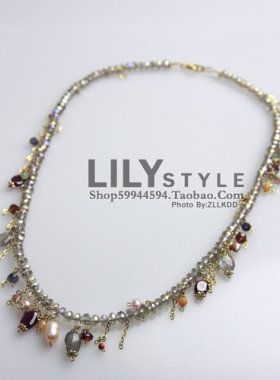 饰品红碧玺石榴石项链淡水珍珠