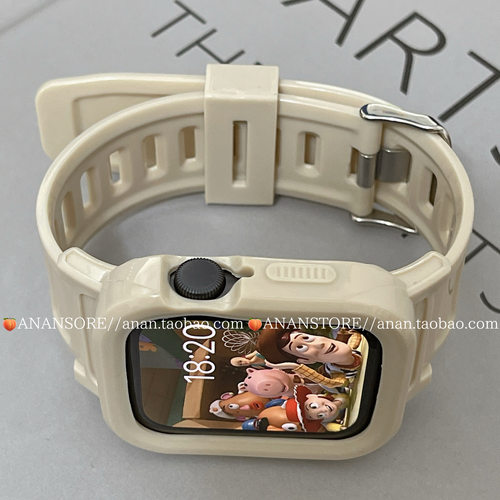 ANANSTORE星光色一体式硅胶表带壳适用苹果手表iwatchs9876se新款 - 图0