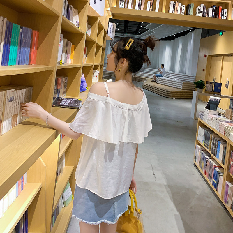 很仙的洋气荷叶袖女2020夏雪纺衫 喵裳蕾丝衫/雪纺衫