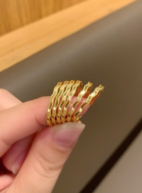 新款极简戒指女沙金饰品久不掉色素圈指环尾戒女送女友七夕礼物