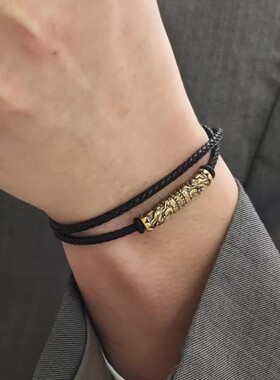 复古黑神话如意金箍棒黄金色转运珠沙金小串珠手绳送礼男