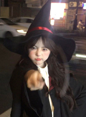 万圣节cos服装扮派对女巫帽魔法帽小魔女巫婆帽巫师成人道具装饰