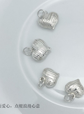 S925纯银斜纹爱心吊坠轻奢时尚