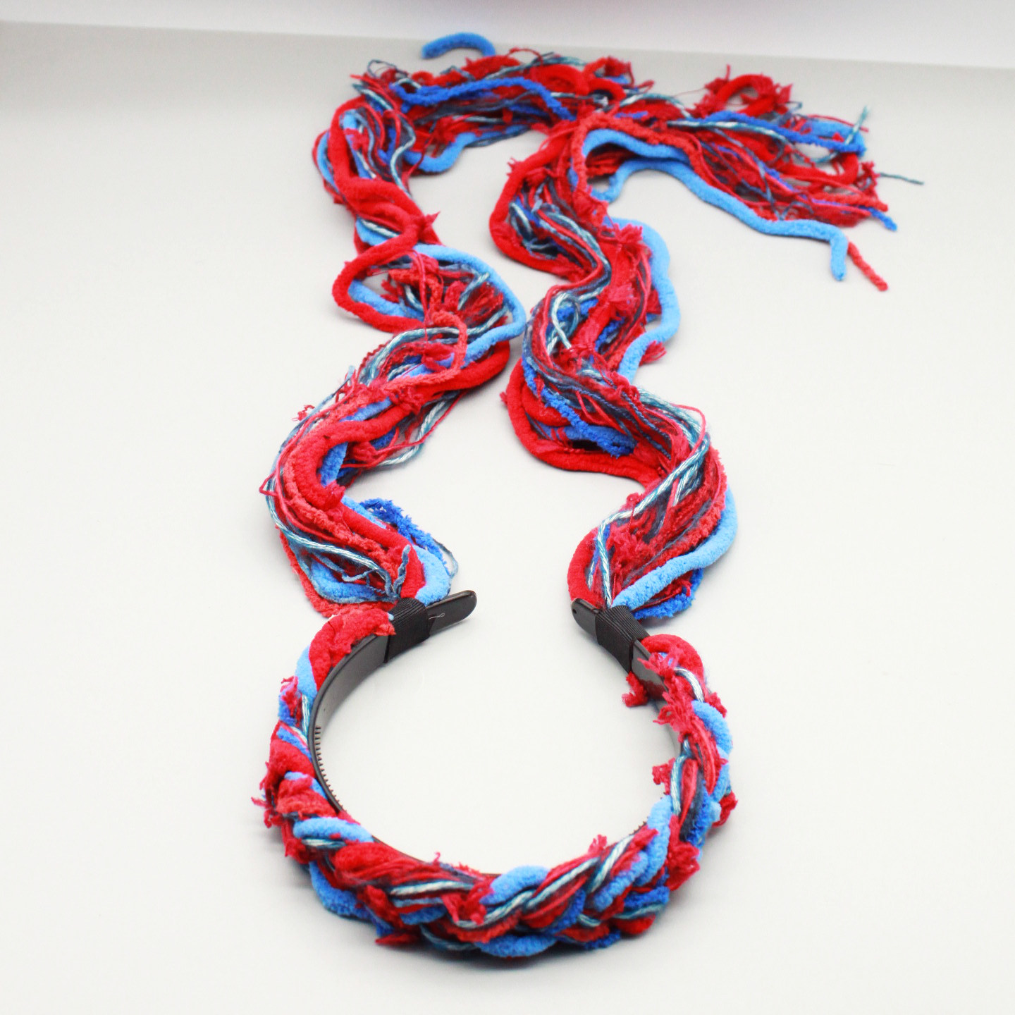 民族风发饰复古红蓝撞色手工编织毛线发箍长流苏飘带头箍汉服头饰,淘宝优惠券,粉丝福利购,淘宝优惠卷