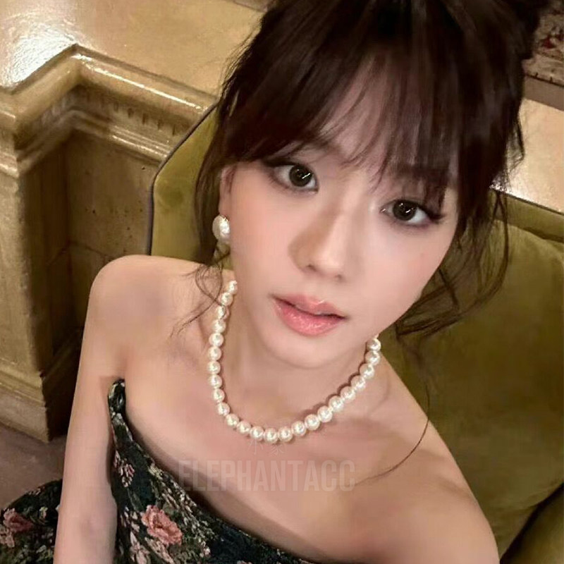 复古名媛jisoo金智秀同款珍珠项链大珍珠耳钉赫本风气质饰品套装,淘宝优惠券,粉丝福利购,淘宝优惠卷
