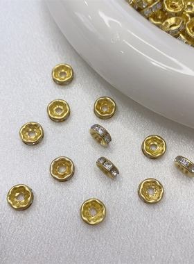 【油封保色】10颗装镂空镶钻直孔隔珠隔片花托手工diy串珠材料