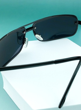 纪梵世品牌男士太阳镜大弯度无框墨镜男黑色骑车开车驾驶防强光