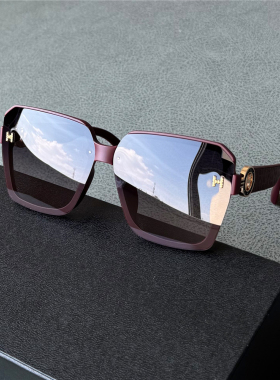 红色女士太阳镜方形墨镜女款高档轻奢H字母太阳眼镜防紫外线黑色