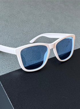 浅色墨镜小清新男女户外运动跑步登山骑行偏光太阳镜白色墨镜蓝片