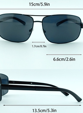 纪梵世150mm男士太阳镜大脸男墨镜黑色开车高清方形防强光眼镜