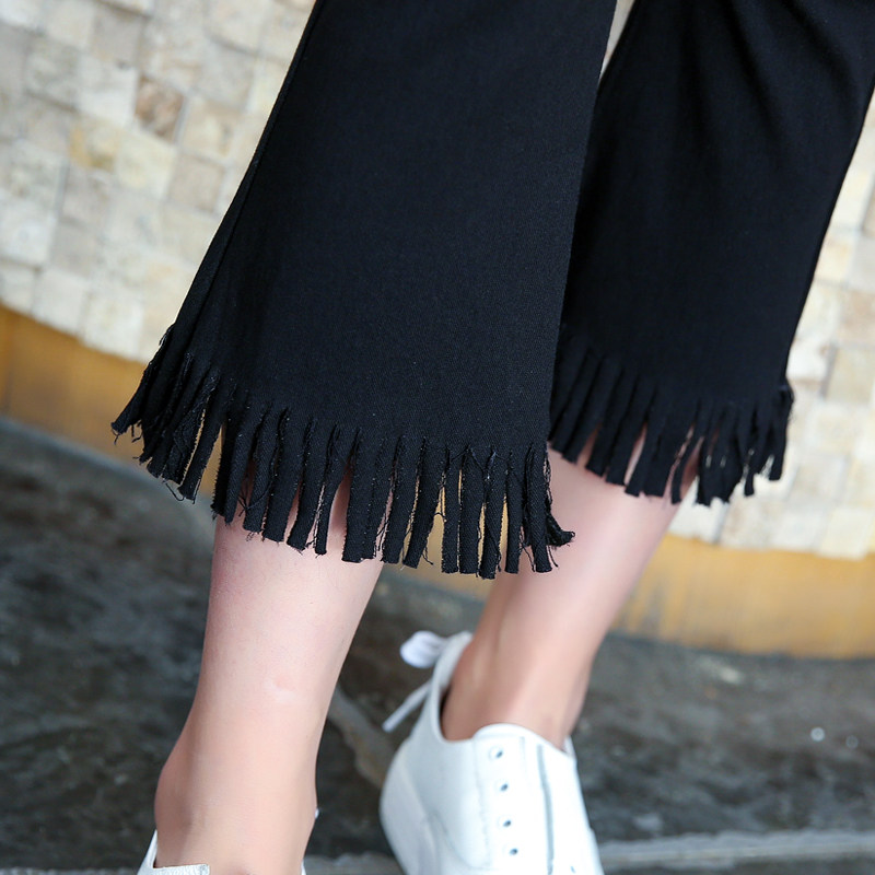 韩版高腰微喇叭夏季2020新款七分裤 蒙蓓儿休闲裤