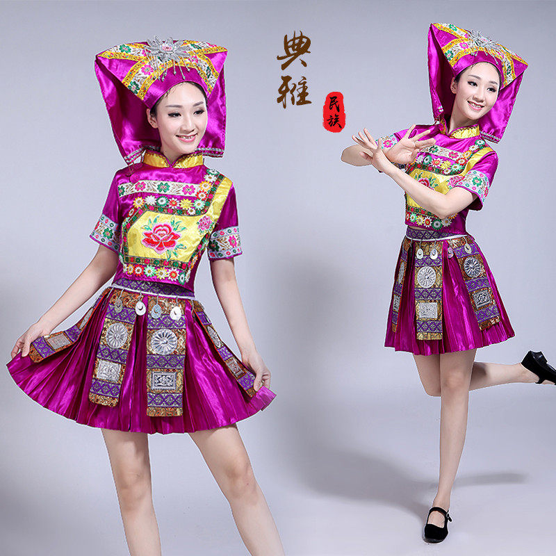 新款广西舞蹈壮族民族风瑶族女 jzsirdfs娇诗若民族服装/舞台装