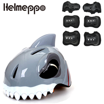 Children Cartoon Shark Animal Helmet Thickening Wheel Slip Protection Gear Set Bike Skateboard With Ice Riding Safety Helmet