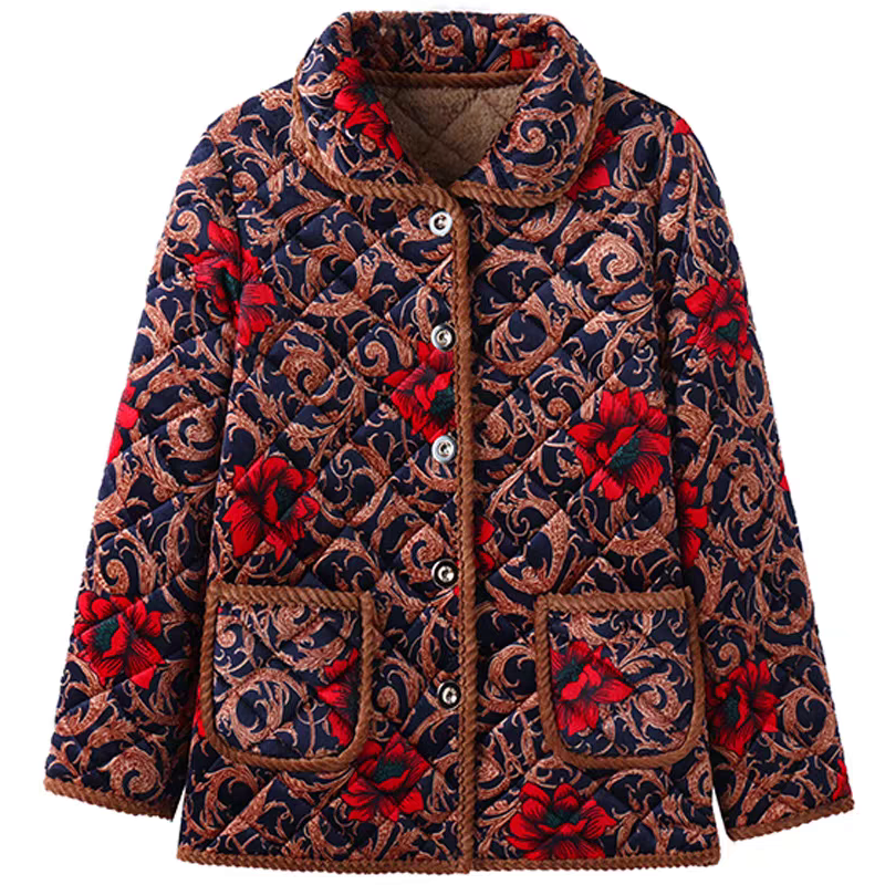妈妈冬装外套中老年女士夹棉加绒短款棉衣2025新款碎花保暖小棉袄,淘宝优惠券,粉丝福利购,淘宝优惠卷