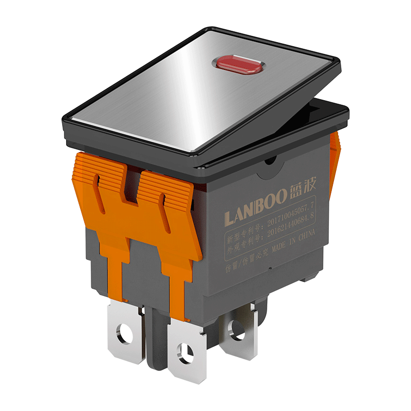 蓝波2822高品金属船型开关2档4脚电炒锅翘板开关保持式16A大电流 - 图3