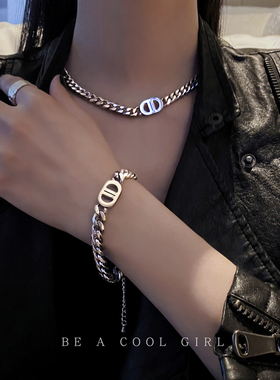 古巴手链ins小众设计男女钛钢