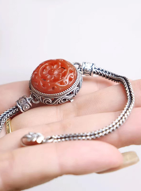 复古腕上花手链女新中式国风镂空香囊可打开随身佩戴香丸扩香手环