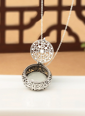 国风荷花香囊吊坠项链女款高级感