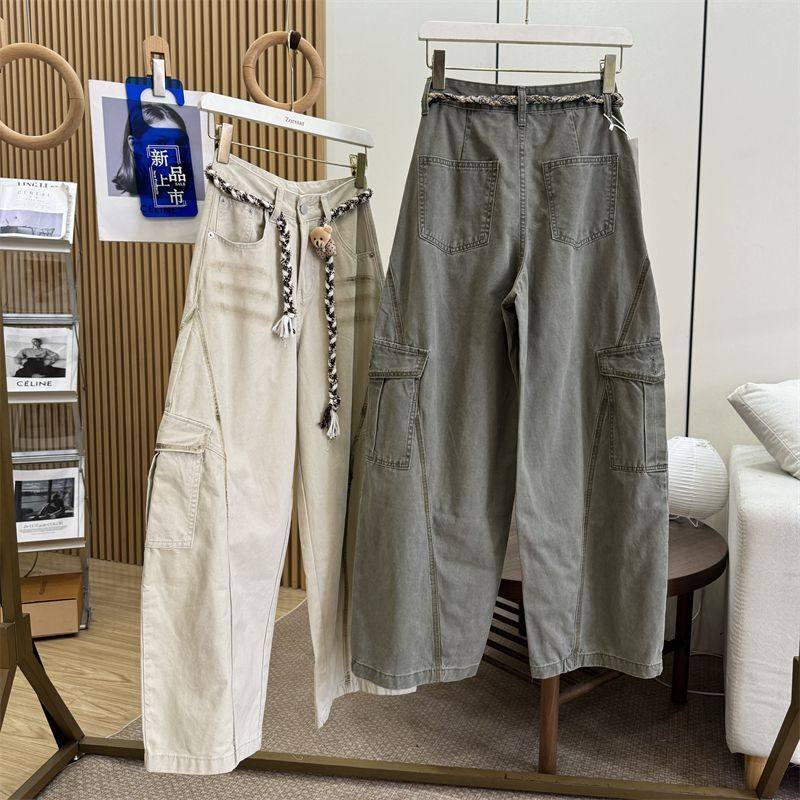 奥特莱斯~清仓捡漏早秋新款宽松慵懒风工装阔腿弯刀裤百搭休闲裤,淘宝优惠券,粉丝福利购,淘宝优惠卷