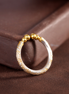 新品新款国潮卷草纹葫芦指环古法