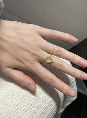 新款泰国潮新中式复古风嫩绿色戒