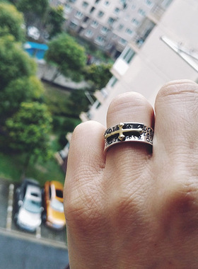 新款复古分色十字架戒指潮流个性