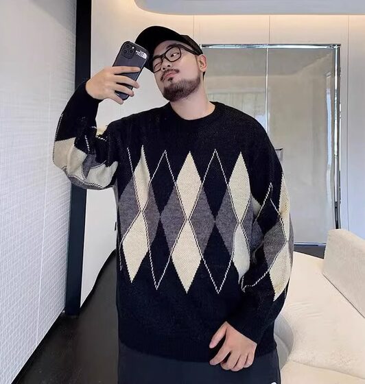 Sweater men's autumn and winter 2023 new trendy brand loose knitted sweater tops trendy versatile casual bottoming shirt