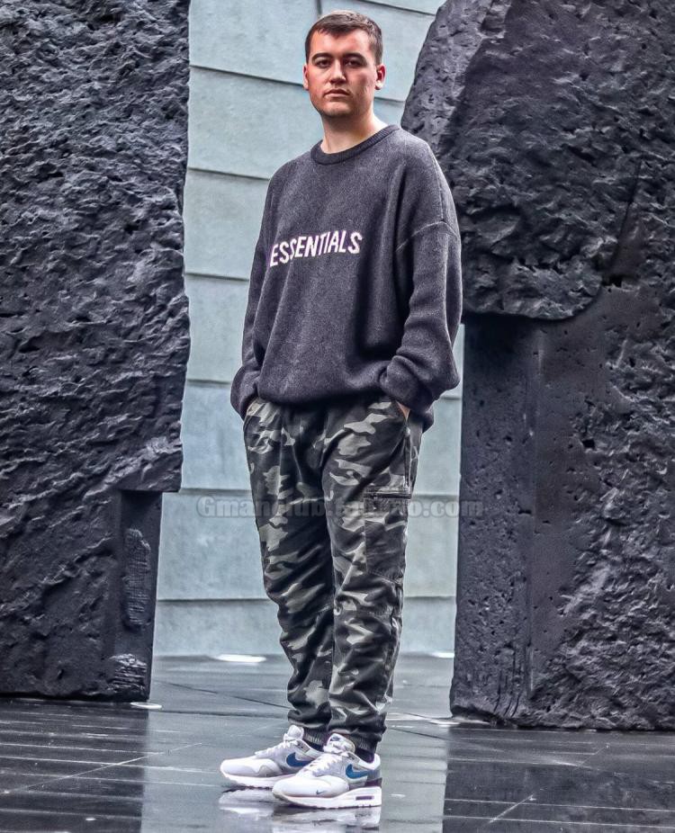 Gman高街FOG ESSENTIALS复线胸前字母提花双层针织圆领针织衫毛衣 - 图1