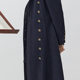 D-HARRY/迪哈利新款复古通勤藏青色长款大衣DH234F96779D