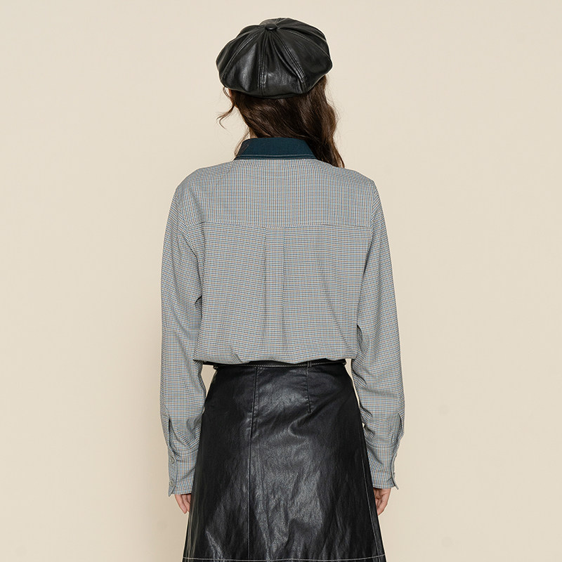 D-HARRY/迪哈利春撞色拼接衬衫女遮肉显瘦复古衬衣DH224D95826T