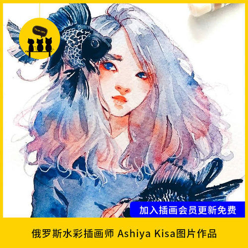 【1430】俄罗斯水彩插画师Ashiya Kisa水彩人像图片素材480张-图2