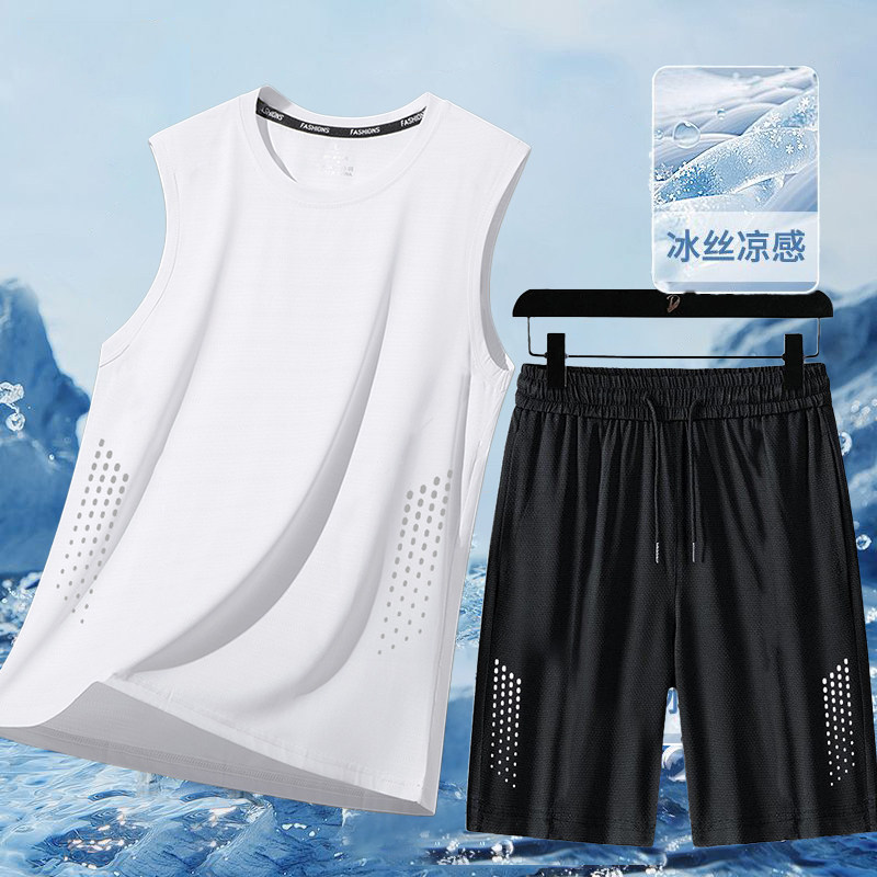 凉感运动套装男速干篮球球服男款夏季背心短裤健身房跑步男士一套,淘宝优惠券,粉丝福利购,淘宝优惠卷