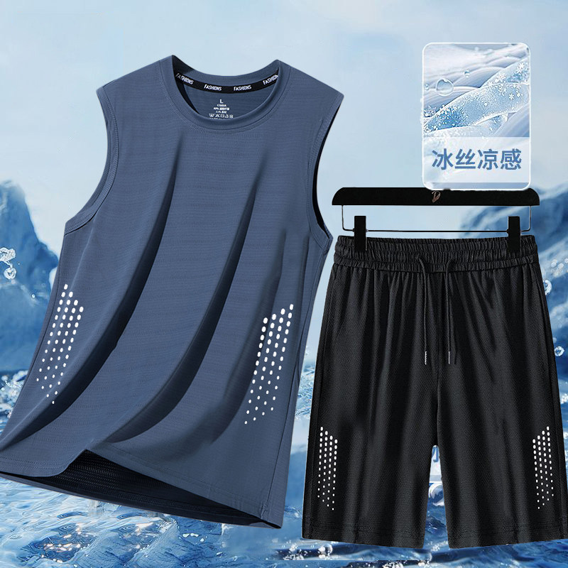 凉感运动套装男速干篮球球服男款夏季背心短裤健身房跑步男士一套,淘宝优惠券,粉丝福利购,淘宝优惠卷
