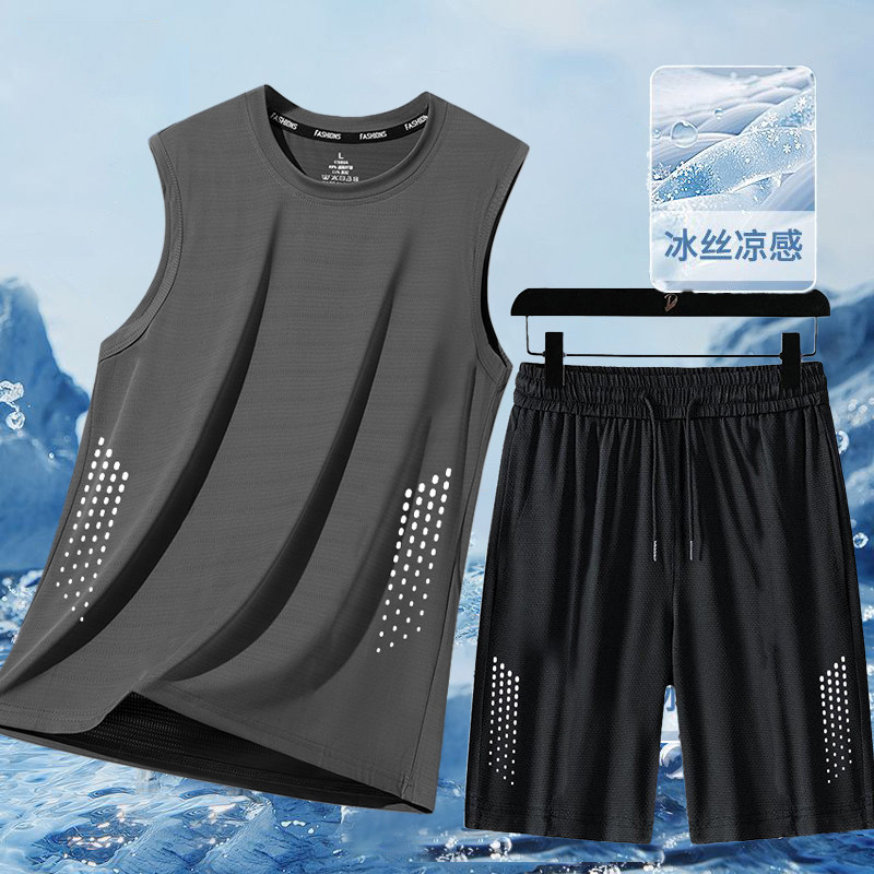 凉感运动套装男速干篮球球服男款夏季背心短裤健身房跑步男士一套,淘宝优惠券,粉丝福利购,淘宝优惠卷