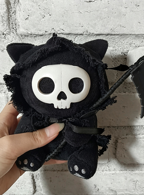 死神猫猫黑色毛绒包挂件潮玩