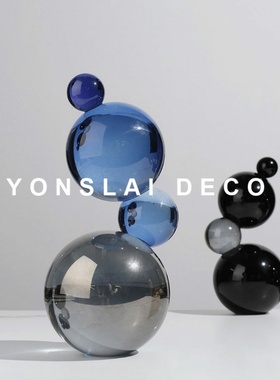 简约玻璃水晶球艺术摆件家居客厅玄关柜轻奢软T装饰品样板房间
