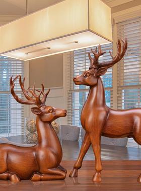 梅花鹿一对摆件现代简约乔迁新居结婚礼物客厅酒架书房电视柜装饰