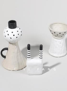 一匚 样板间现代趣味手工陶瓷小摆件 售楼处客厅书房创意家居饰品