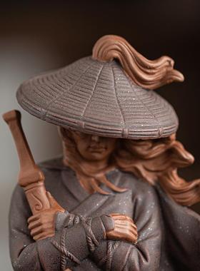 江湖故人古风侠客紫砂禅意人物摆件中式家居客厅博古架装饰品摆设