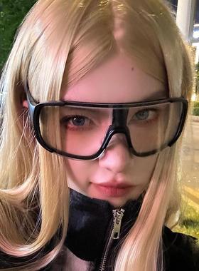 连体大框黑框护目镜登山防风防紫外线雪地墨镜男女款骑行户外运动